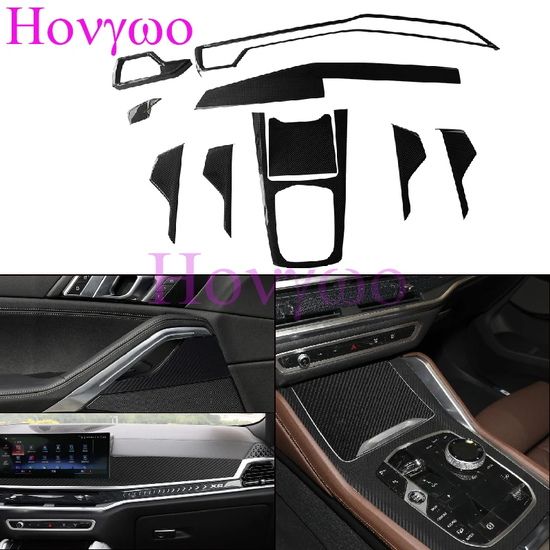 LHD RHD For BMW X6 G06 2023up Real Carbon Fiber Interior Kits Dashboard Cover Center Console Panel Door Trims