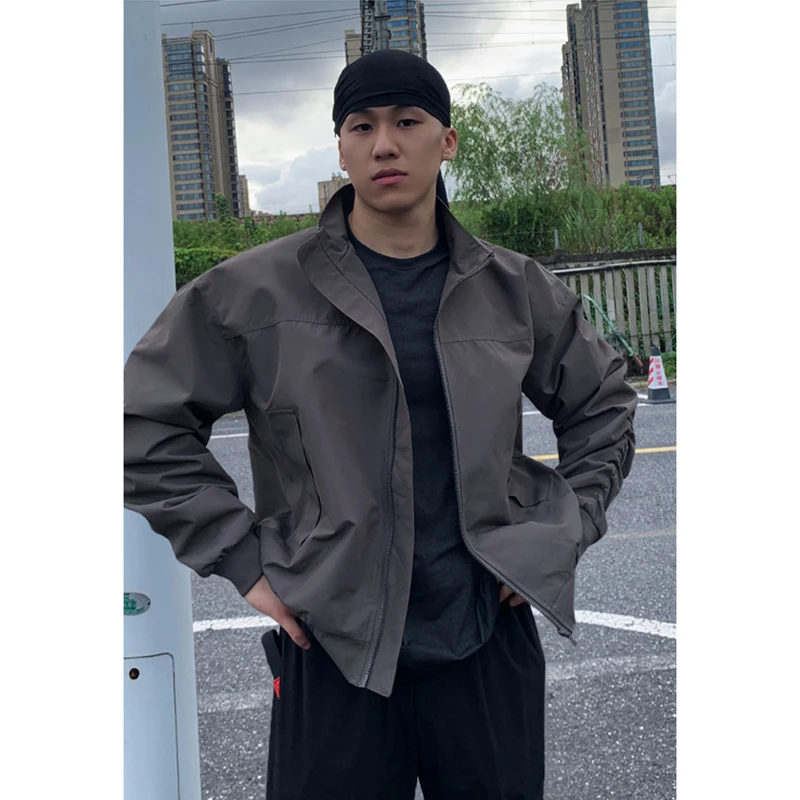 Herenmode Moto Zip Up Jacket Lente Herfst Nieuwe lichtgewicht losse bomberjacks Chique Amerikaanse opstaande kraag Oversized jas