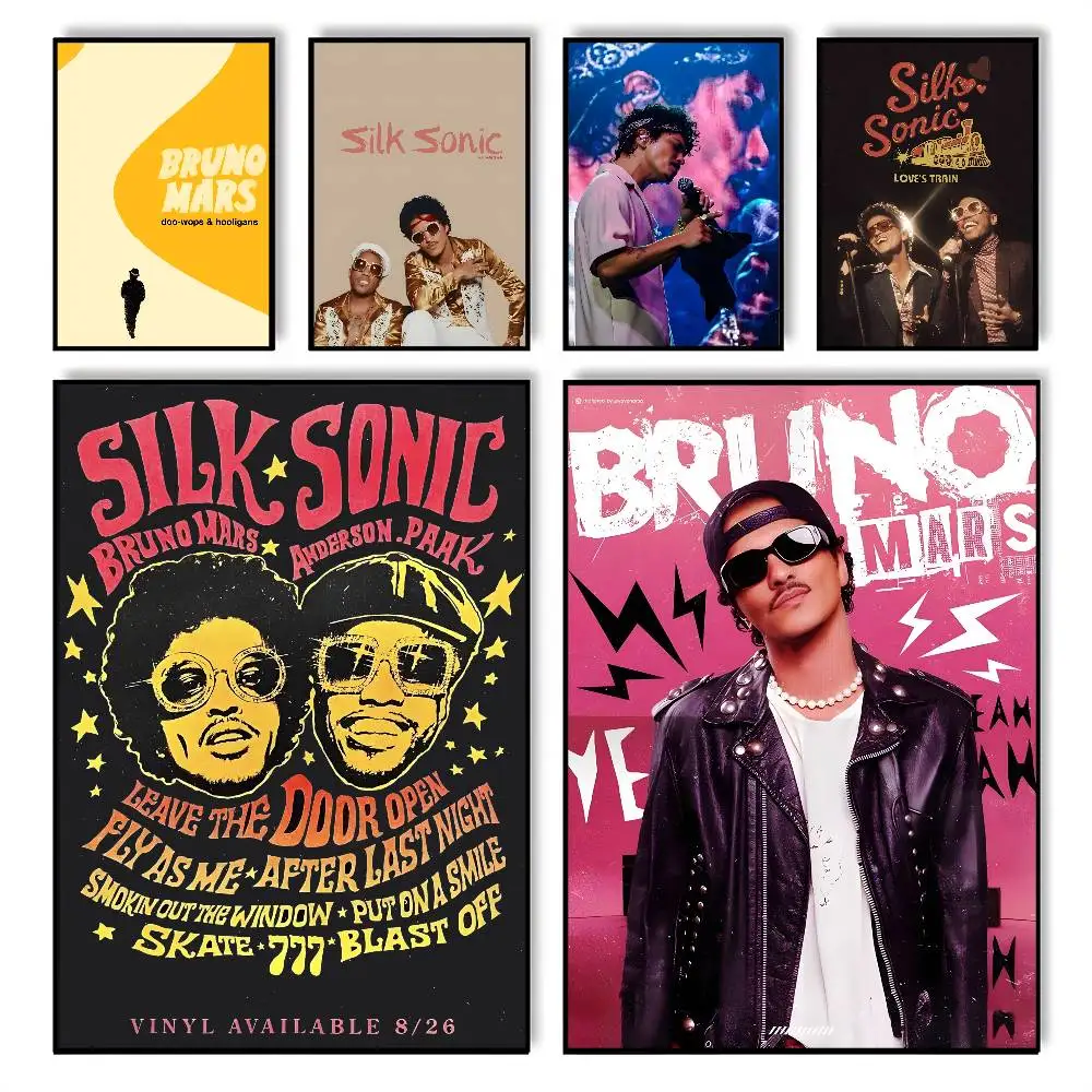 B-Bruno singer M-Mars treasure Album Poster sticky wall waterproof home living room bedroom bar aesthetic decoration