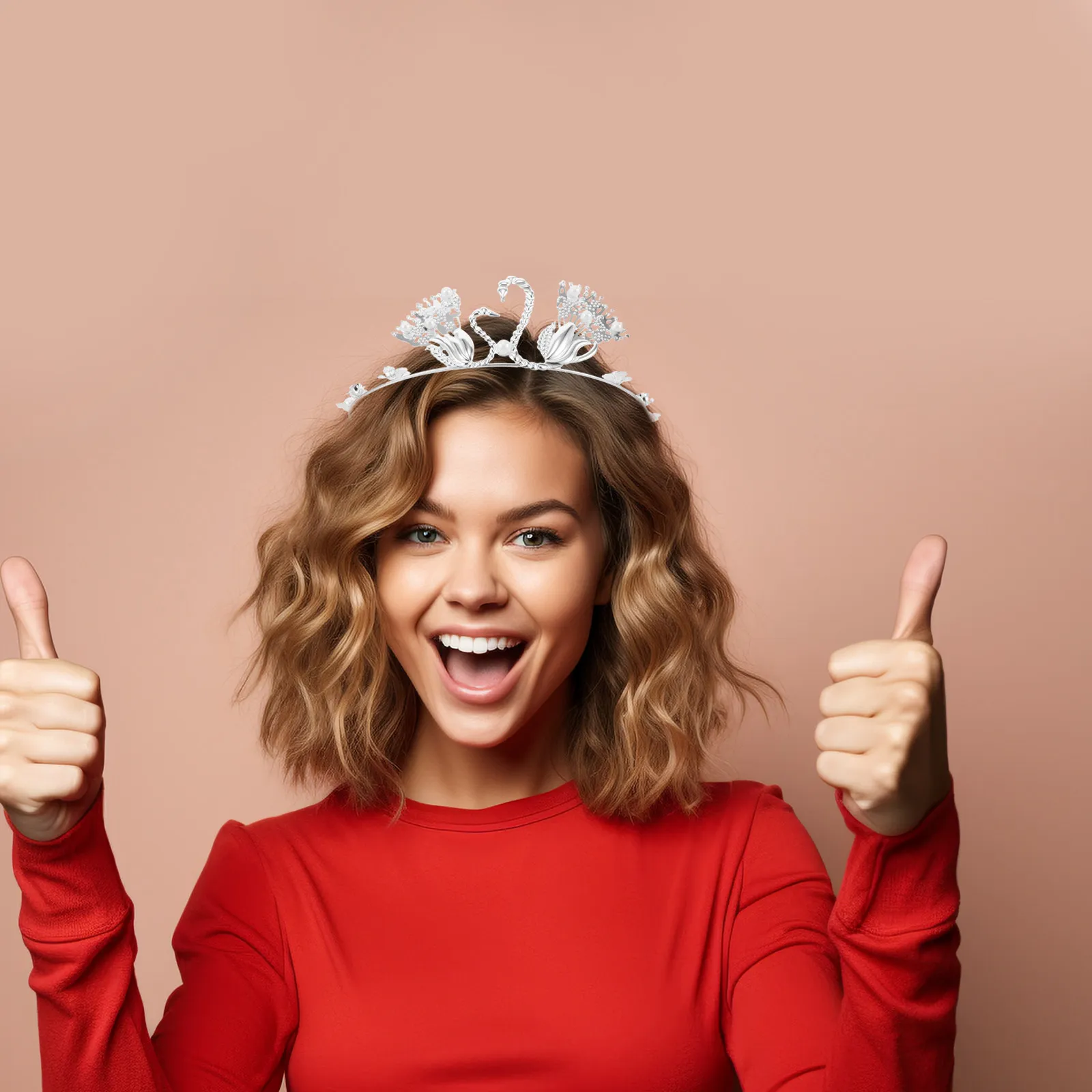 

Pearl Crown Cake Topper for Birthday Wedding Party Mini Crown Cake Decoration Flower Bouquet Accent