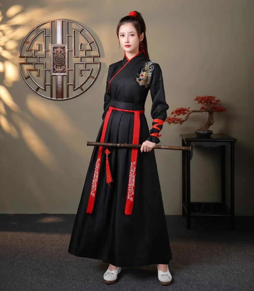 Tradycyjna chińska odzież Hanfu Streetwear pokaz sceniczny ubrania typu Cosplay odzież damska top w stylu vintage spódnica 2-częściowy zestaw garnitur męski