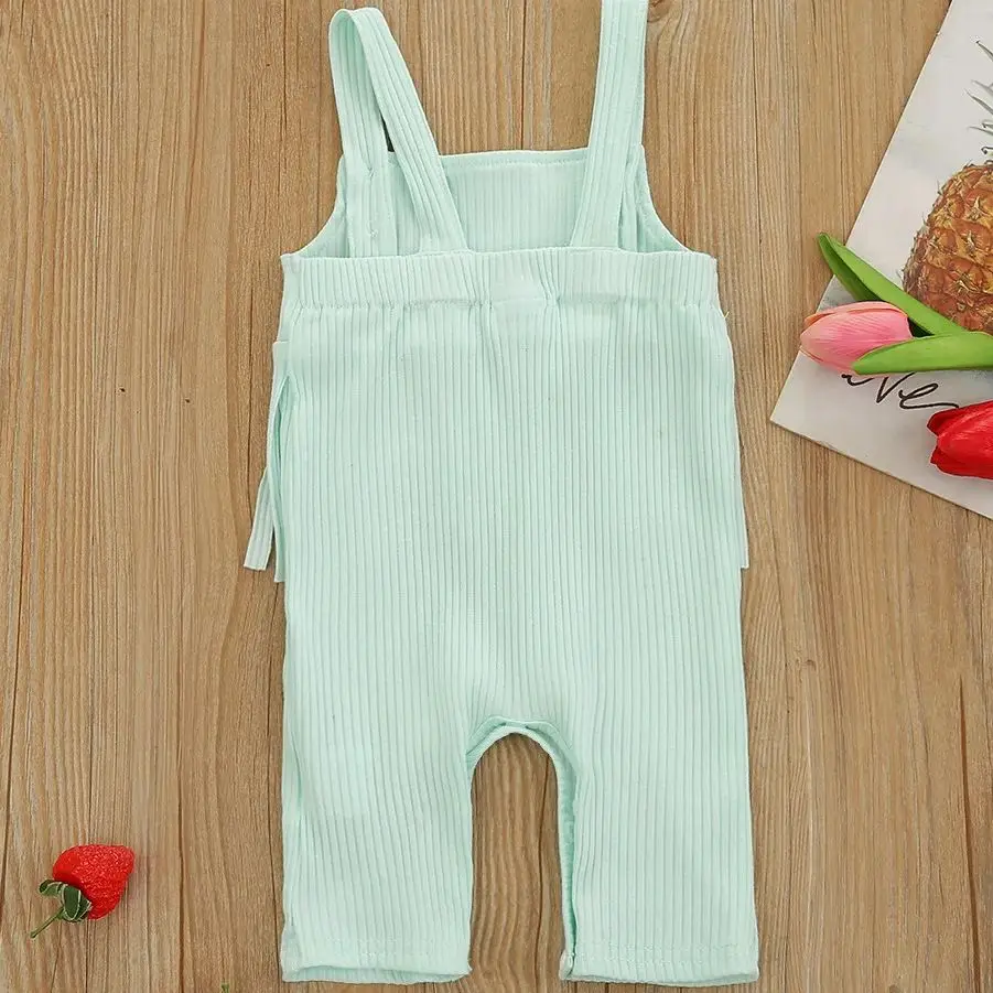 Baby Girls Romper Boy Fashion Strap Sleeveless Button Playsuit Vest Jumpsuit Cartoon Print Overalls Newborn Clothes Outfit A439