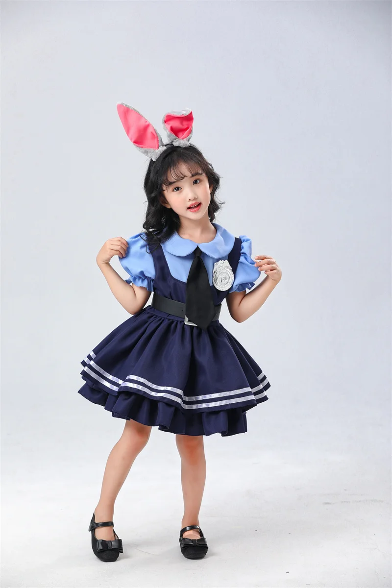 Halloween Anime Policewoman Judy Rabbit Costume Bunny Girl Parent-Child Costume Cosplay Clothing Halloween Carnival Party Dress