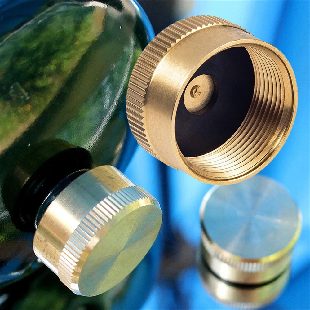 Brass 1LB Propane Gas Protective Gas Bottle Cylinder Cylinder Coupler Refill Adpater Protector Caps Sealed Cap Propane Tank Cap