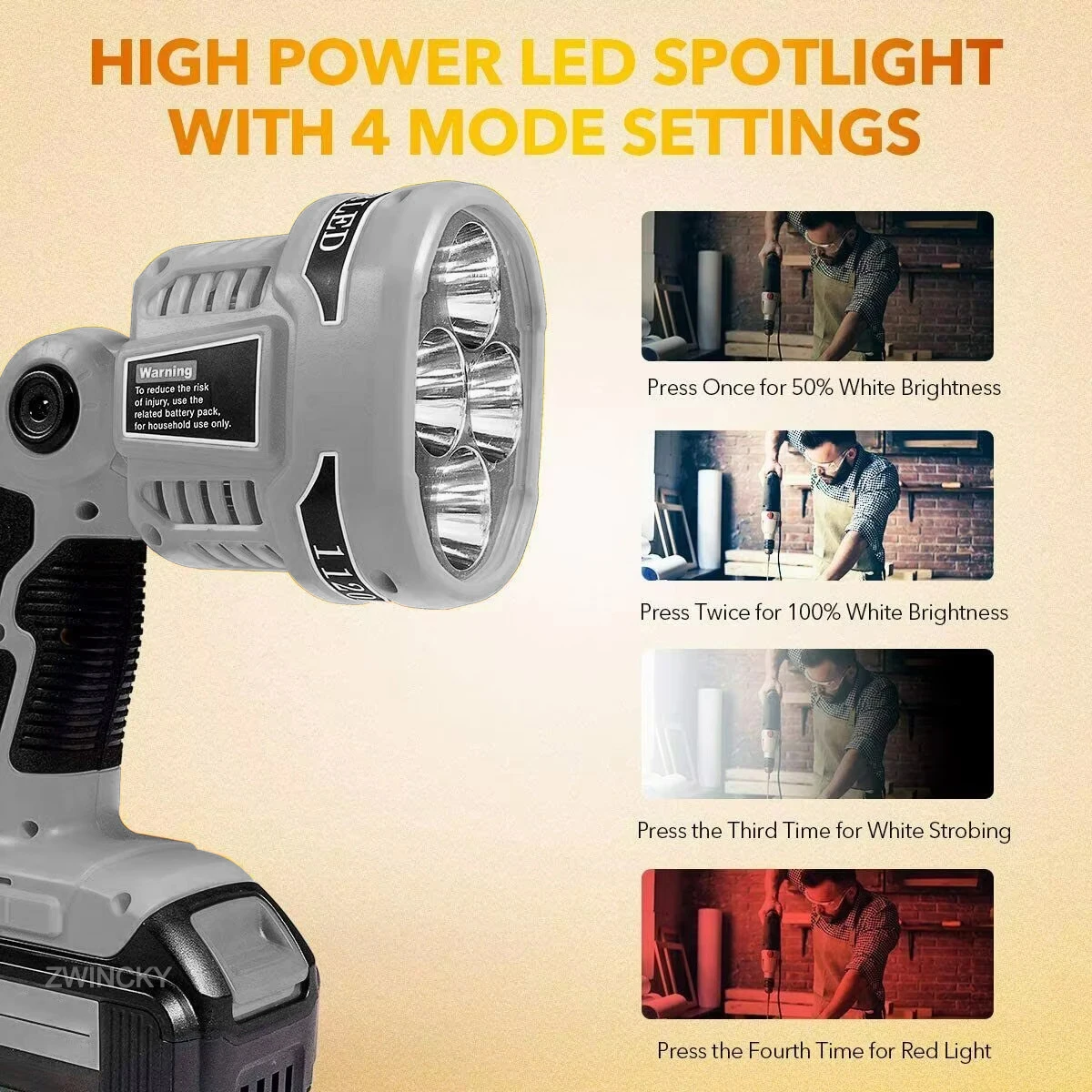 Work Light LED Lamp For Dewal 3W/12W 18V DCB140 DCB200 Lithium Battery With Dual USB Outdoor Flashlight Emergency Light flash