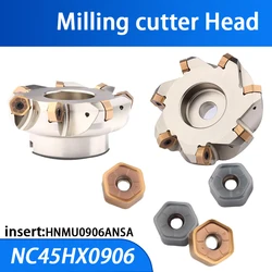 NC45HX0906 Double-sided 45 degree fast feed heavy cutting face milling cutter head HNGX0906 Double-sided 12-edge insert CNC