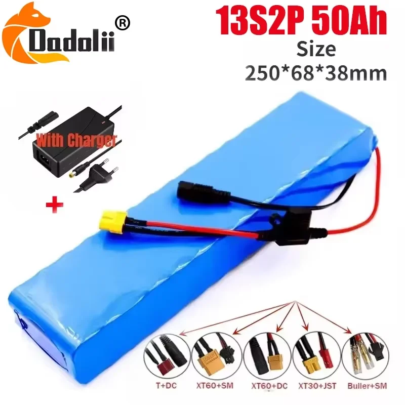 

13S2P 48V 50Ah 500W high-power battery pack, suitable for 54.6V 750W 1000W BAFANG kit with built-in BMS, charger and fuse