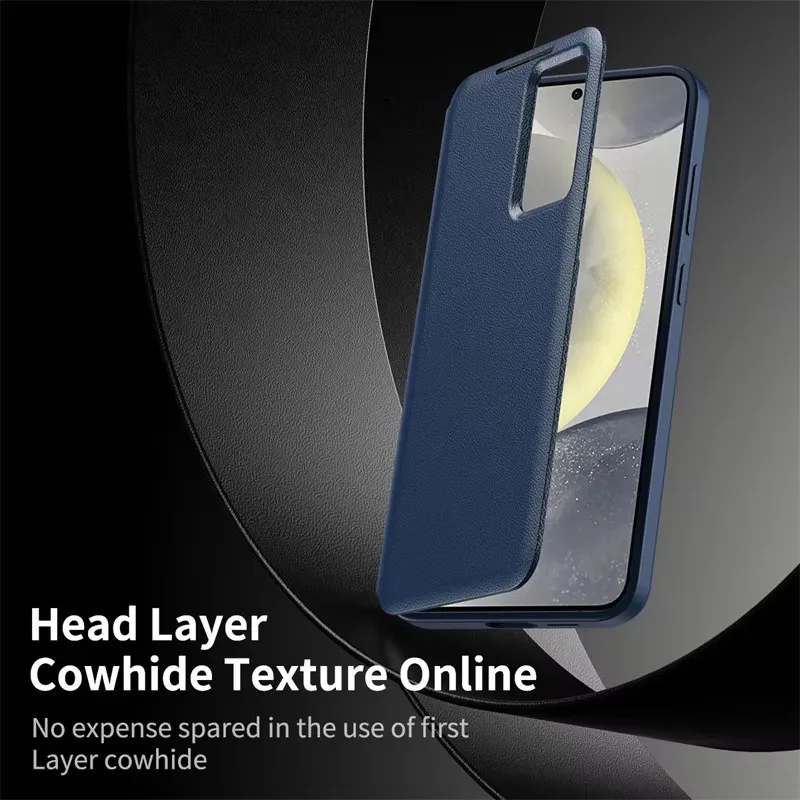 

For Samsung Galaxy S23 S24 S25 Ultra Z Fold 7 6 Case Original PU Leather Card Pocke Flip Smart Display Transparent Window Cover