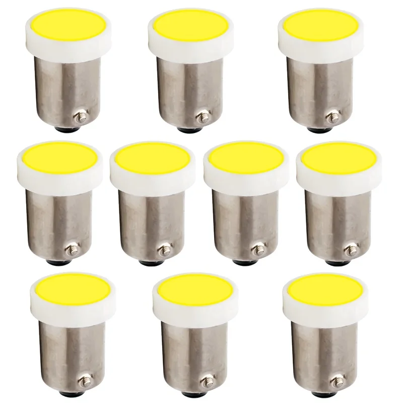 10Pcs BA9S T4W 363 T11 Ceramic COB LED Auto Car Marker Light Parking Bulbs Reading Dome Lamps License Plate Lights White 12V