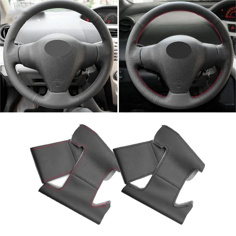 Perforated Leather Cover For Toyota RAV4 2006 - 2012 Yaris 2007 - 2011 Vios 2008 -2013 Hand Sewing Car Steering Wheel Cover Trim