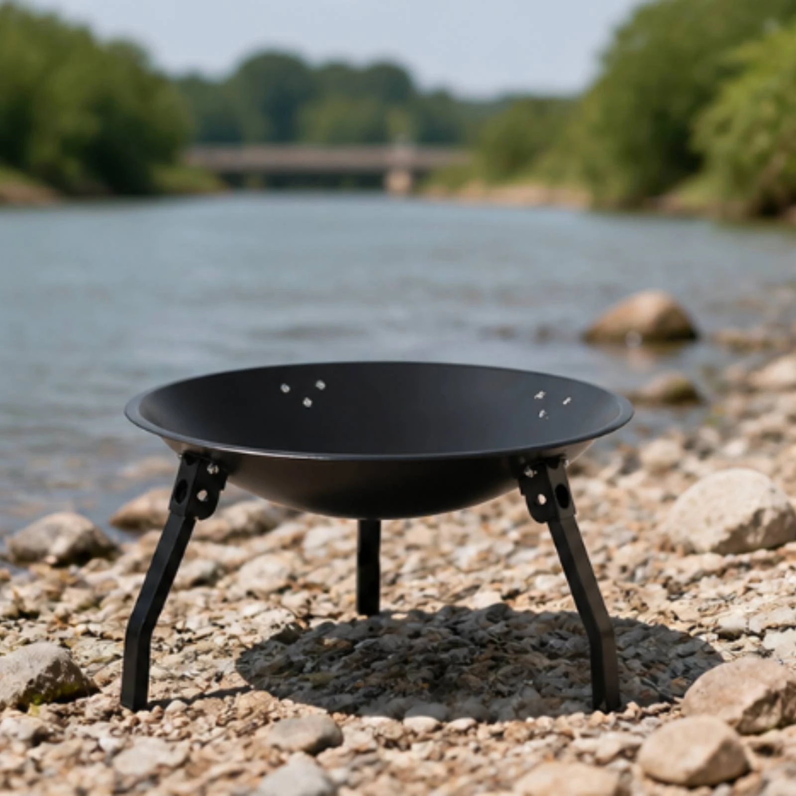 Folding Fire Fire Bowl Easy Storage Fire Fire Bowl with Folding Legs Outdoor Fireplace Low-Profile Steel for Campers, Camping