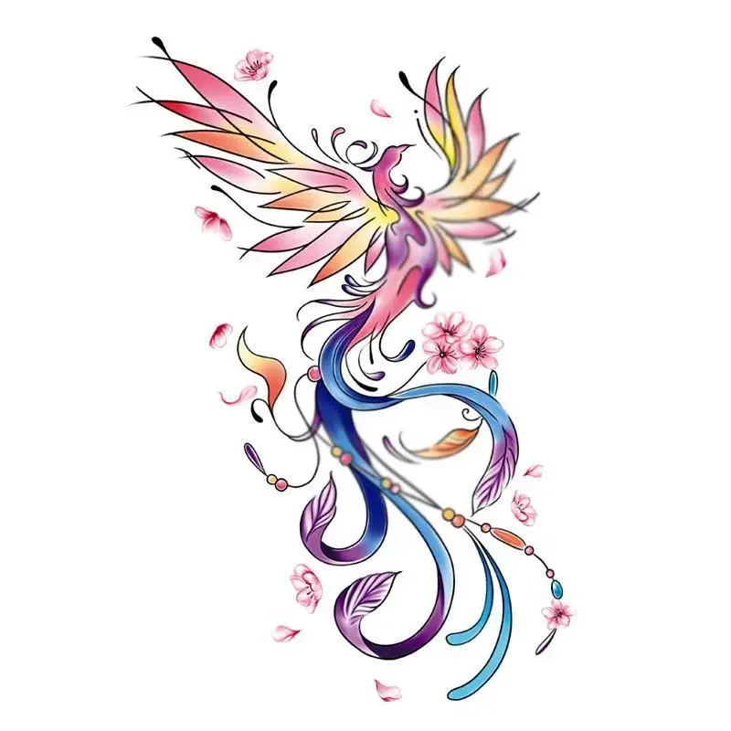 Lasting Phoenix Fake Tattoo for Woman Arm Sexy Art Tattoo Sticker Cartoon Temporary Tattoos Waterproof Tatuajes Temporales