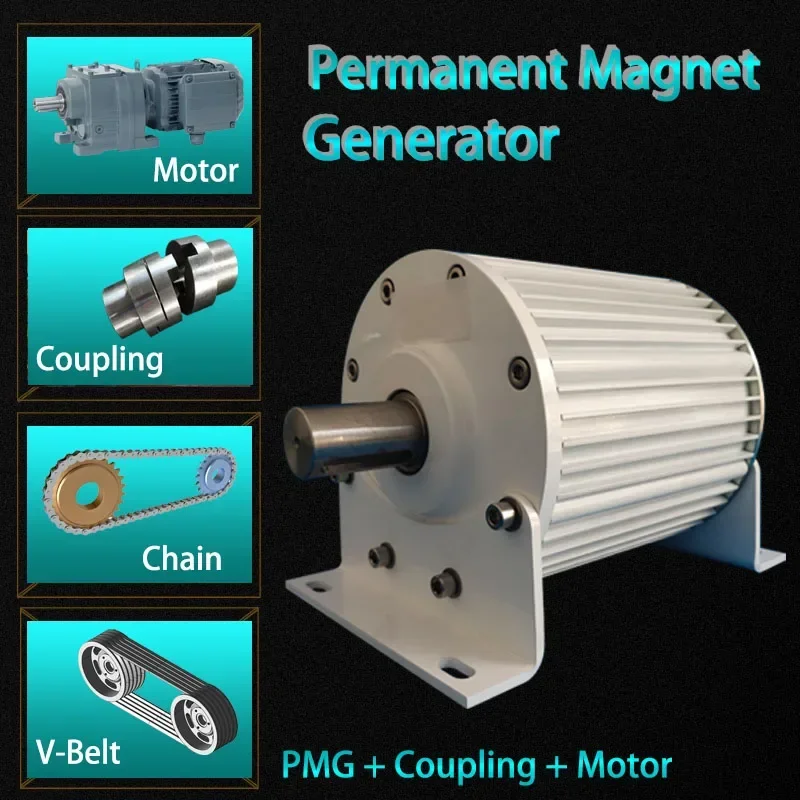 

10KW 20KW Electric Alternator Generator Low RPM Motor Permanent Magnet Rare Earth Turbine 96V 110V 120V 220V 380V With Base