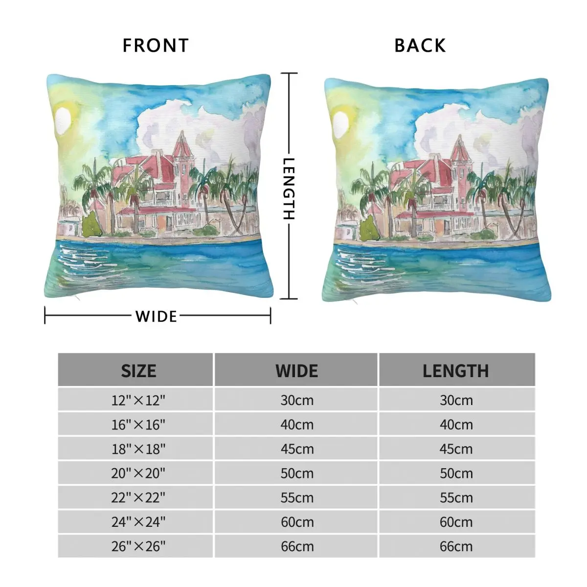 Southernmost Key West Florida Square Pillowcase Polyester Linen Velvet Pattern Zip Decor Throw Pillow Case Sofa Cushion Cover