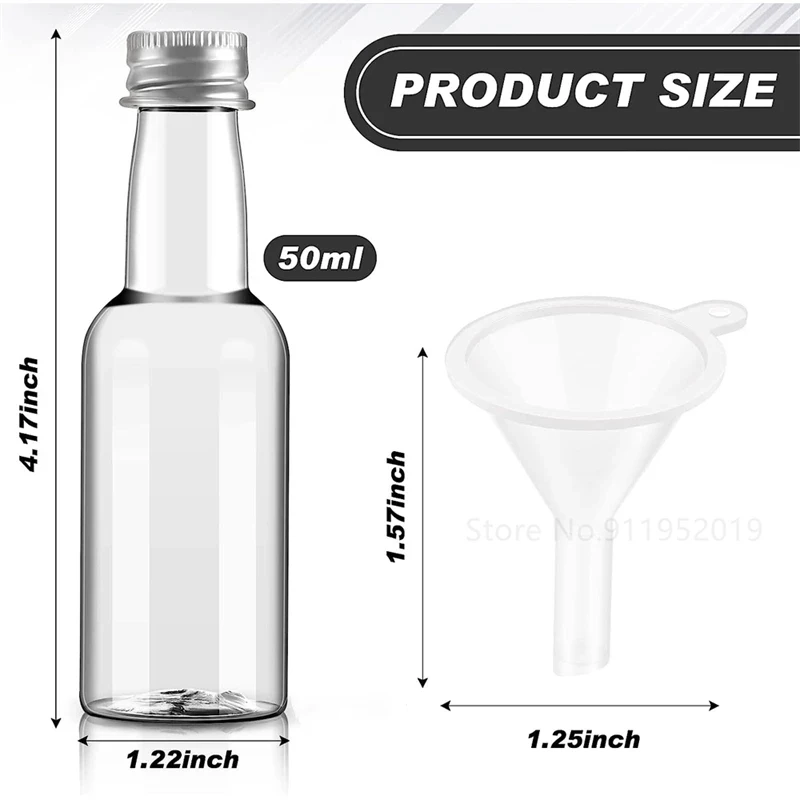 100 Pcs Mini Liquor Bottles 1.7 oz Plastic Empty Spirit Bottle with Screw Cap Mini Wine Bottles Hot Sauce Bottles Shot Bottles