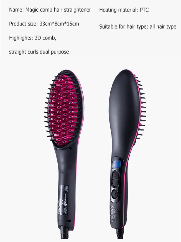 Professional Comb Hair Straightener Styling Brush Irons Straightening Hair brush Electric Curler Styling Combs EU US Plug