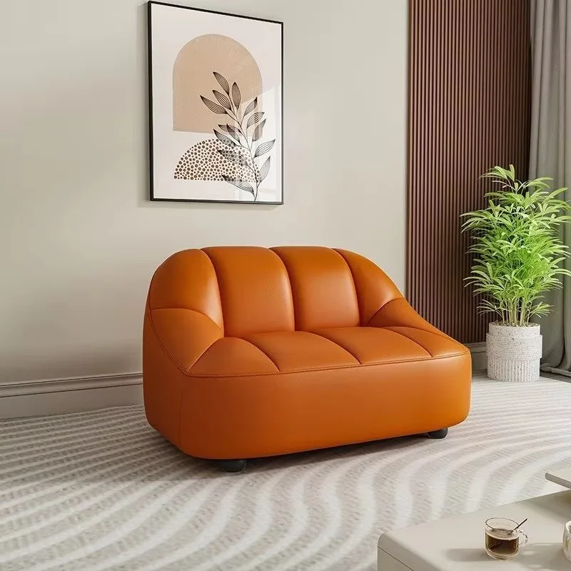 Three Seat High Small Apartment Living Room Modern Simple Genuine Leather Sofa Sponge Light Luxury Straight Row Hotel Office