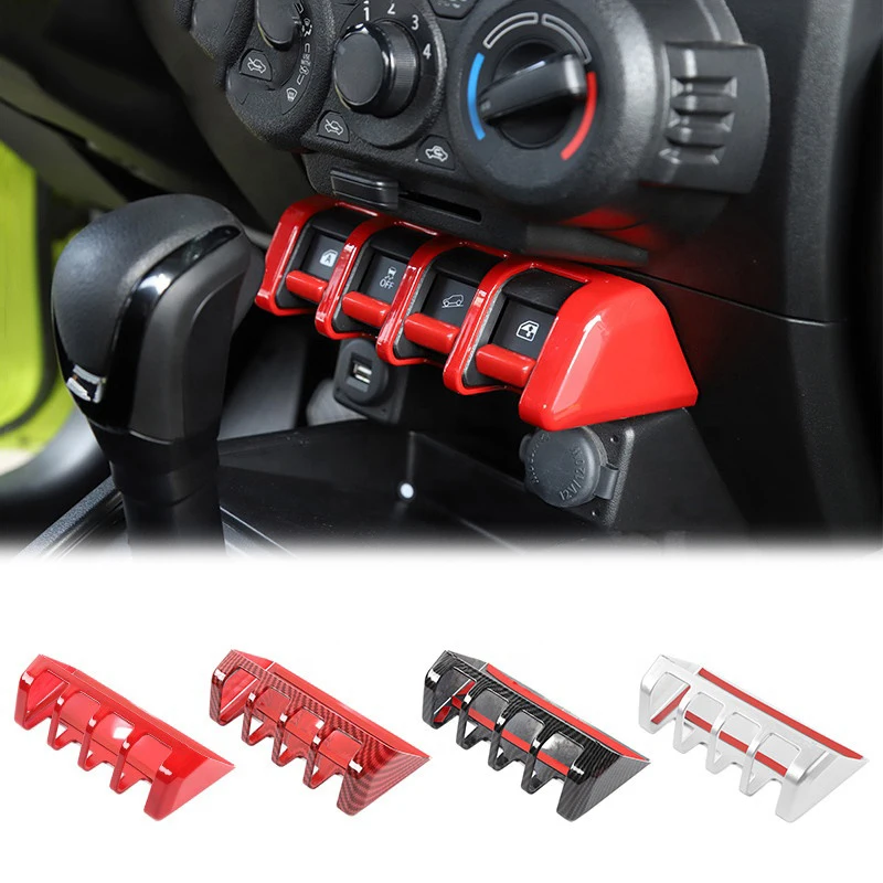 

Hot sale!Carbon Fiber Interior Accessories ABS Car Window Lifting Switch Panel Cover for Suzuki Jimny JB64 JB74 2018+