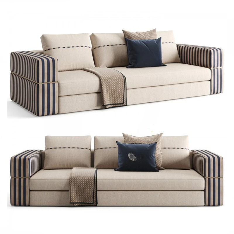 

Fabric sofa, modern simple Italian light luxury living room three person sofa