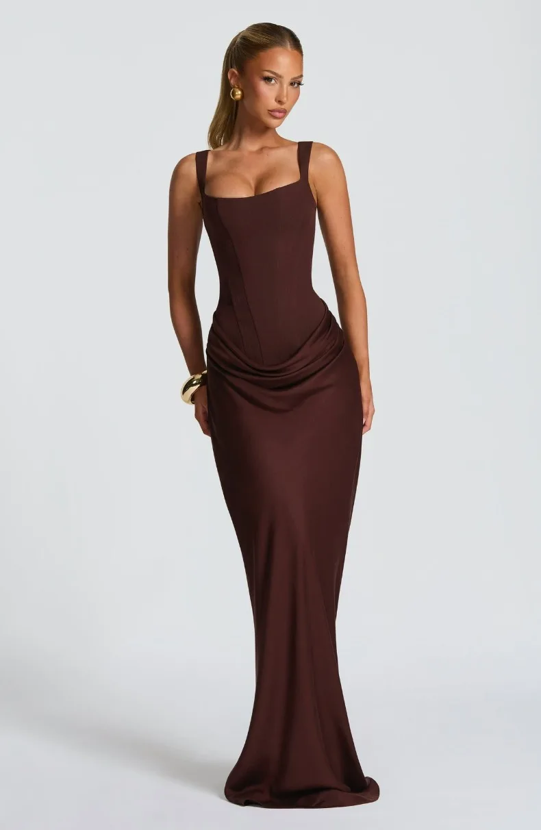 Fischgräten-Träger-Jumpsuit, einfarbig, figurbetontes Kleid, schlankmachend und elegant, Abendkleid mit stilvollem Flair – Detail 8