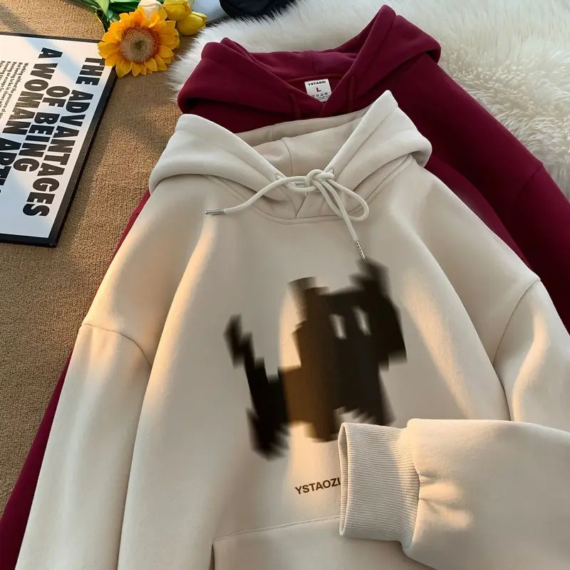 

Мужское худи оверсайз в американском ретро-стиле, плотное, с подкладкой 300 г/м², для повседневной носки, уличный стиль, осень-зима, модный молодежный тренд