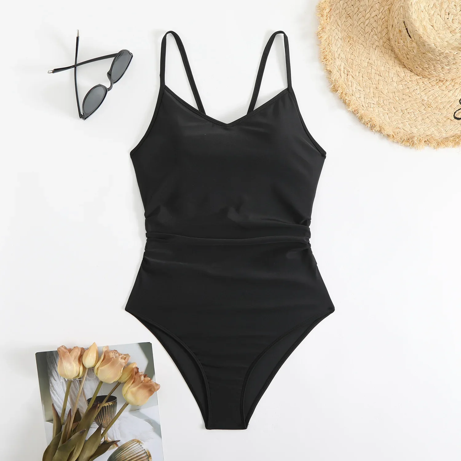2025 New Brown Bodysuit One Piece Swimsuit Women Thong Swimwear Sexy Backless Bathing Suit Woman Monokini Beach Wear Black White