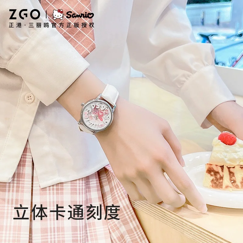 Zgo X Sanrio melody jam tangan Perempuan quartz wrist watch waterproof casual gift 2130