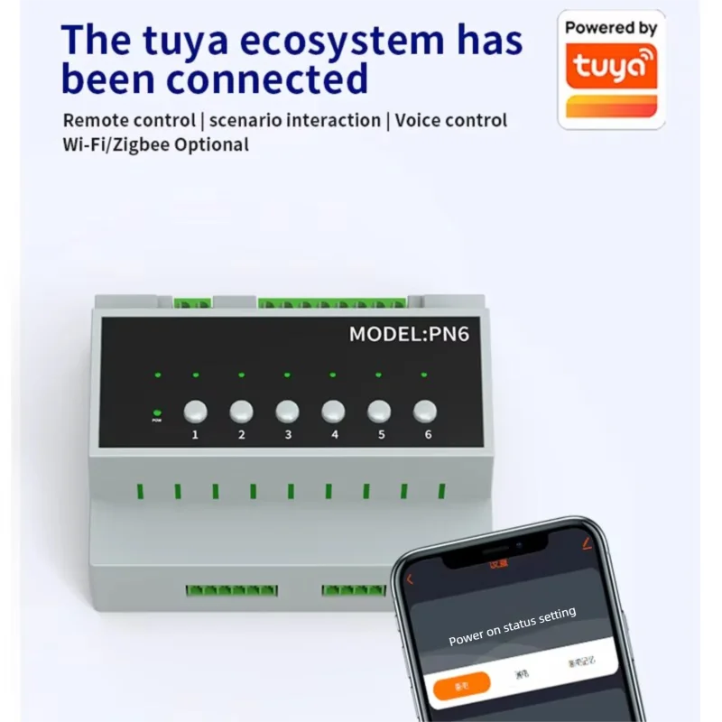 Tuya Smart Zigbe WIFI 6 CH 16A Relay Switch Module 6-way Power Remote Control Appliance Control Relay Module 110V-240V