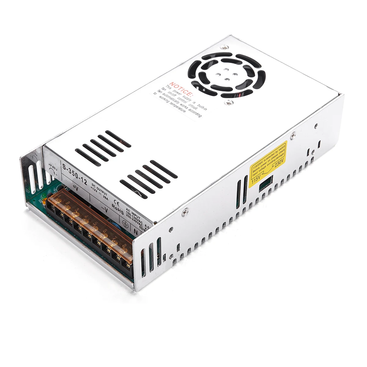 S Series Switching Power Supply 110-220V AC to 12, 24V DC Single Output 35,40,50,60, 75,100,120,150, 200,201, 250,350 W