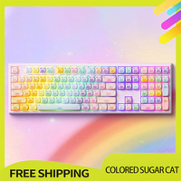 Akko Mg108b  Colored Sugar Cat Mechanical Keyboard Wireless Tri Mode Rgb Hot-Swap Customized Cute Accessories Office Girls Gift