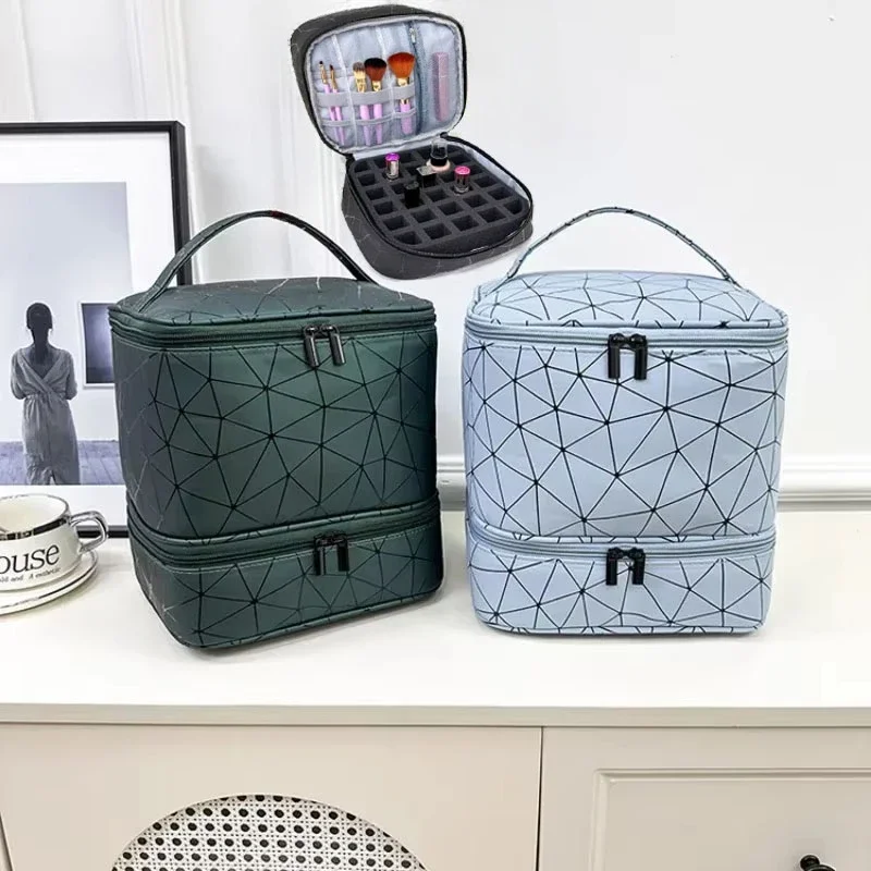 

New 30 Grids Nail Polish Bag Essential Oil Case Portable Cosmetic Large Handbag Organizer with Handle for Travel Girl Ring box