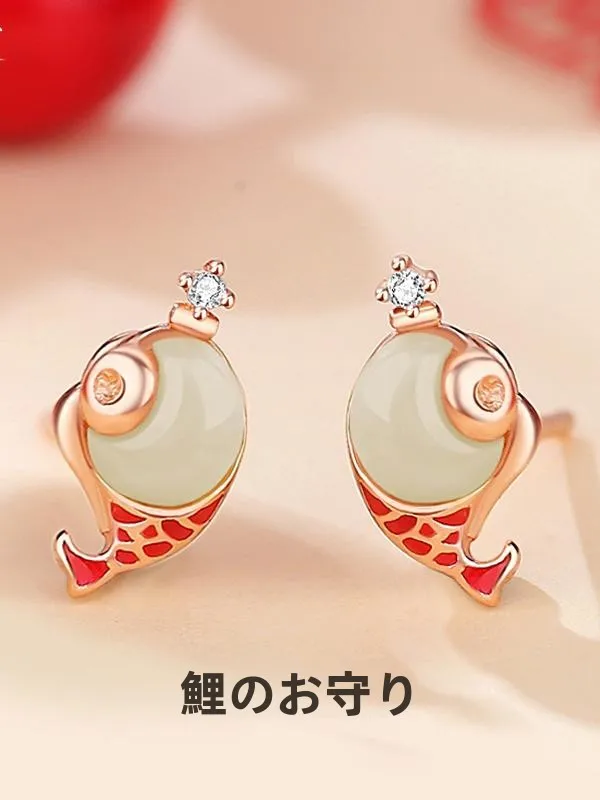 オリジナルラッキーカープイヤーカフ女性の新しい中国風デザインターコイズシルバー925魚耳ジュエリーファッショナブルな三角形の形