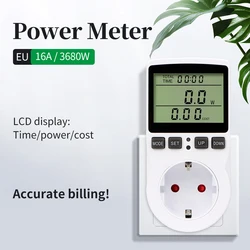 AC Energy Meter Digital Wattmeter Power Meter Electric Consumption Voltage Current Kwh Socket Analyzer Overload Protection