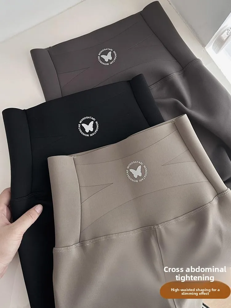 Plus Size Yogahose Damen Fce gefüttert Thi Arkskin Design Herbst Winter Hohe Taille Lange Hose Schlankheitsbasisschicht