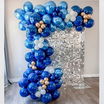 海軍藍、金色、白色氣球套裝,包含各種尺寸的乳膠氣球,適合週年紀念、生日、婚禮、嬰兒派對等場合。 8 最佳銷售 嬰兒氣球 - №2
