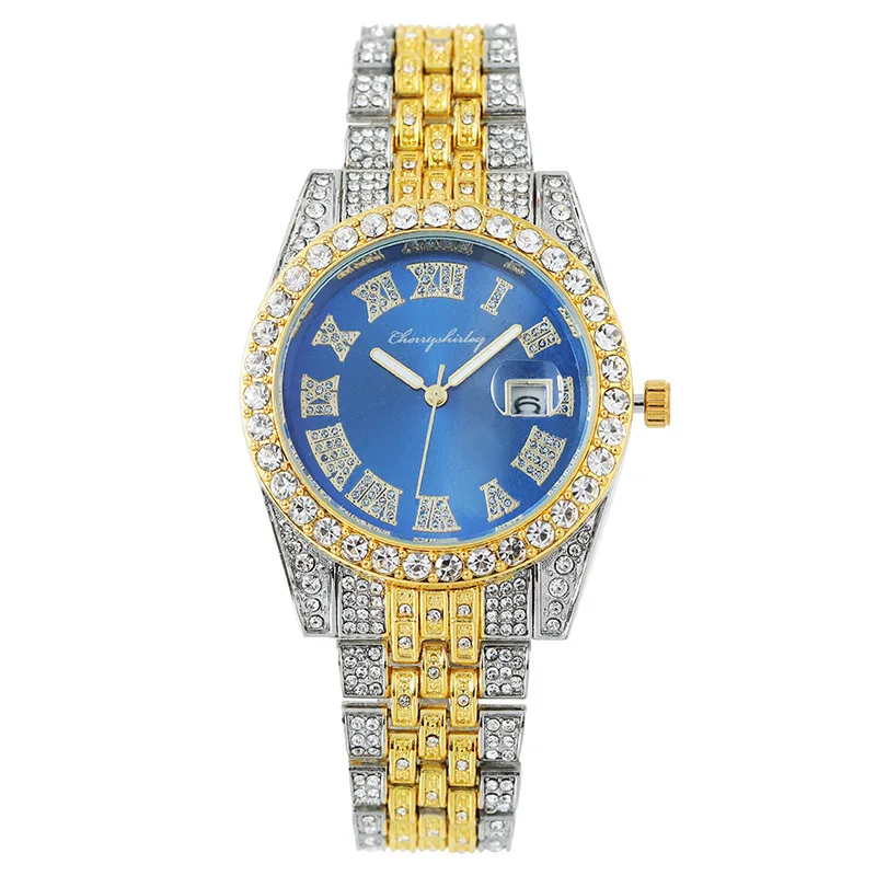 Women Quartz Watch Full Diamond Roman Pattern Calendar Fashion Female Wristwatch Luxury Trendy Ladies Watch Daily Wear Girl Gift