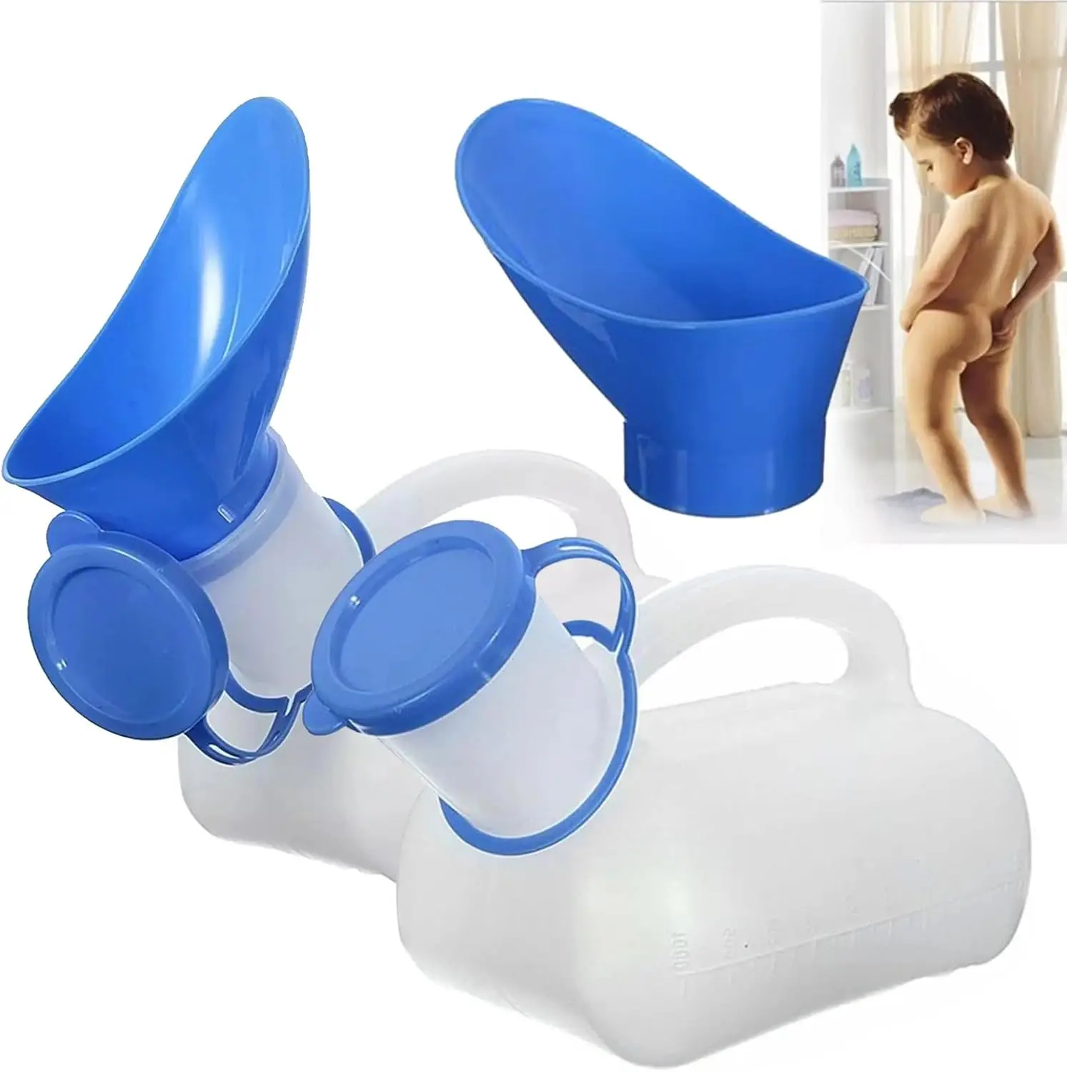 Unisex Urinal 1000ML with Interface and Lid, Car Urinal, Children's Urinal