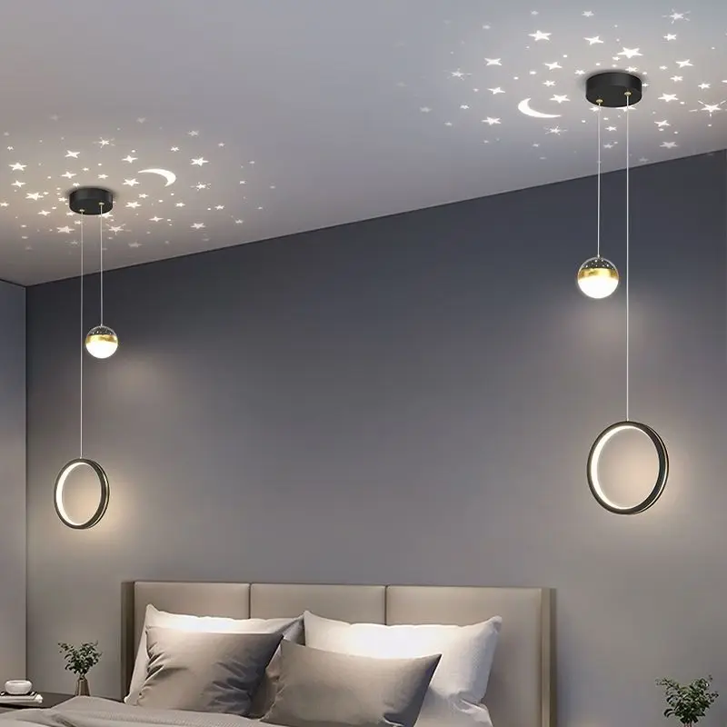 

Starry Sky Projection Style Circular Led Pendant Light Living Room Dining Room Bedroom Cafe Indoor Lighting Decoration