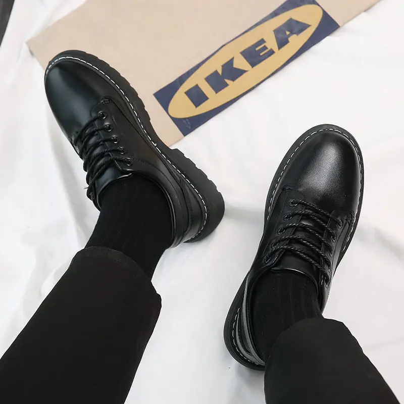 shoes Men and Women Couples Three-hole Leather Classic Low-top Retro Anti-skid Wear-resistant Motorcycle Boots Fashion