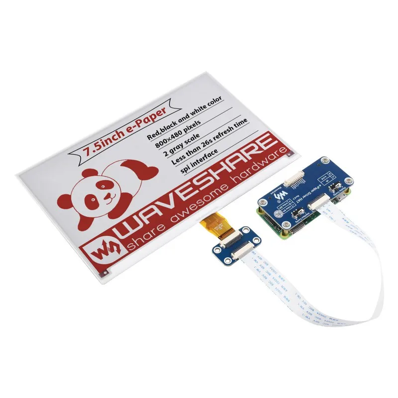 Sombrero de pantalla de tinta electrónica de papel electrónico de 7,5 pulgadas (B) para Raspberry Pi, 800 × 480 píxeles, tres colores rojo/negro/blanco, interfaz SPI