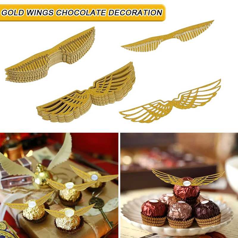 50 قطعة معالج حفلة الشوكولاته الديكور بريق أجنحة جوفاء لوازم الديكور كعكة بطاقة إدراج للحزب قطاعات الكب كيك