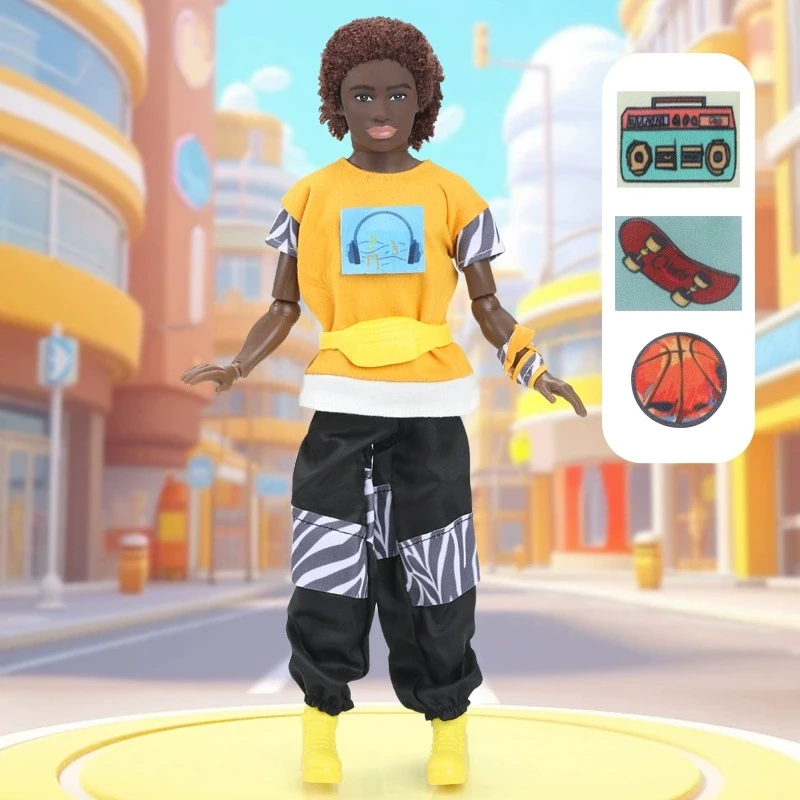 1/6 amante conjunto bonecas pretas corpo 30cm feminino masculino figura roupas esportivas jogo menino meninas boneca acessórios para crianças diy presente de aniversário