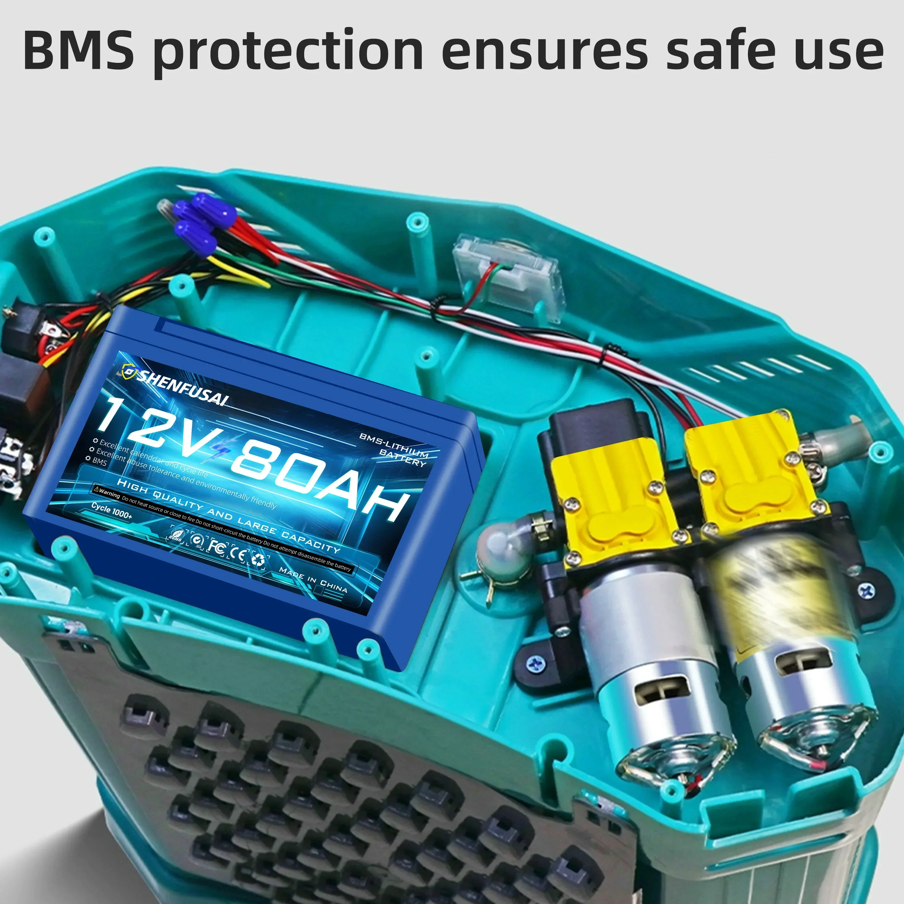 Batterie au lithium améliorée, 100Ah, 80Ah, BMS intégré, 30A, courant élevé pour cellule solaire, 12V, 80Ah, articulation Ion 18650