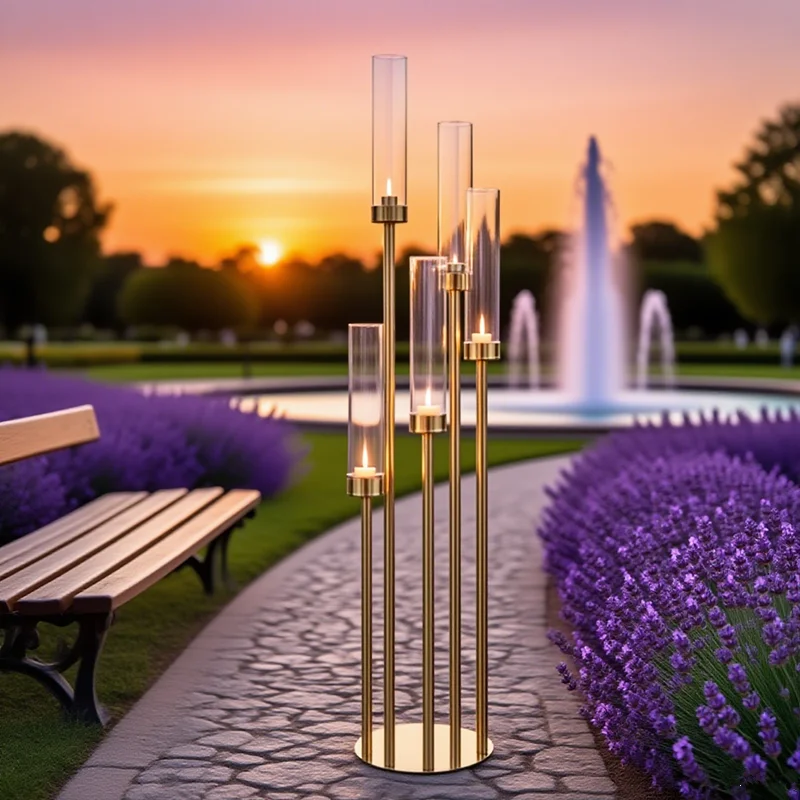 

2/4/5/10 Pcs Floor Candelabra 5 Arm Gold Candle Holder, Candelabra Centerpieces for Tables Metal Candlestick Set for Wedding