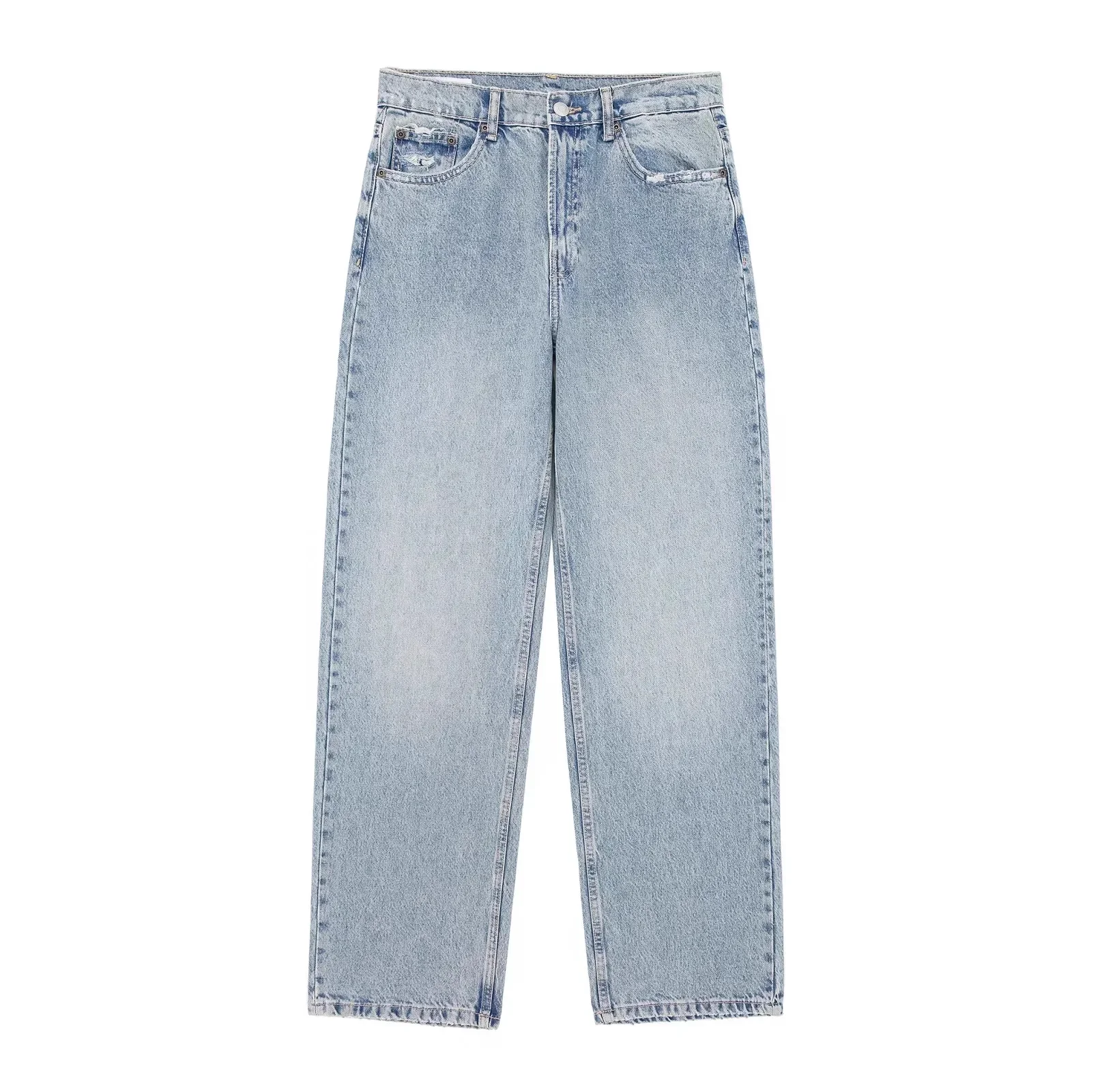 Ripped Jeans for Women Hole Pants Streetwear Low Waist Washed Distressed Pockets Denims 2025 Mom Jeans Vintage Straight Trousers - Image 6