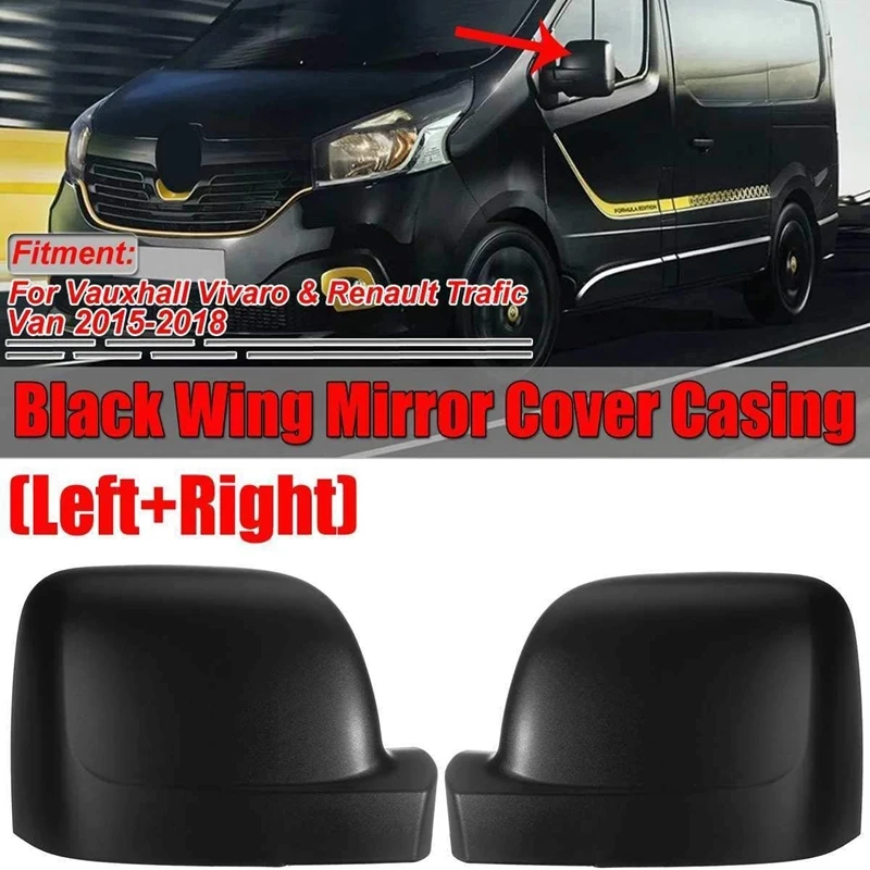 Black Fiber Side Door Mirror Cover Trim For Vauxhall Vivaro Renault Trafic Van 2015-2018 Rear View Mirror Cover Cap