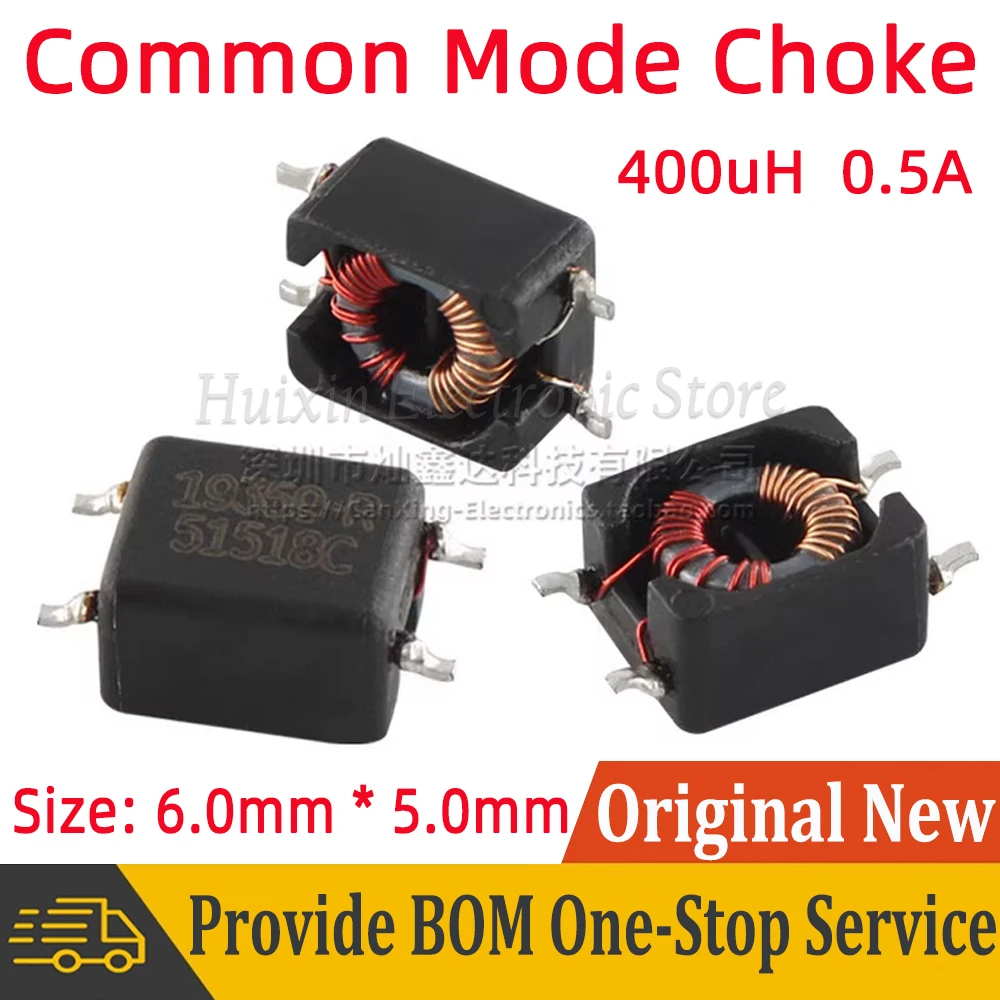 5pcs SMD Common Mode Choke Coil Inductor Filter Inductance 400uH 0.5A Inductor Switching Power Supply Magnetic 19359-R 19359 R