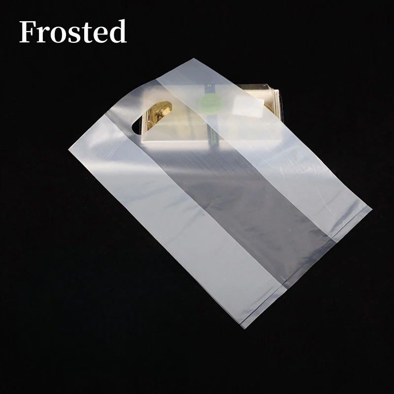 50pcs Transparent Bag With Handle Food Packaging Bag Party Favor Baking Take Away Bags