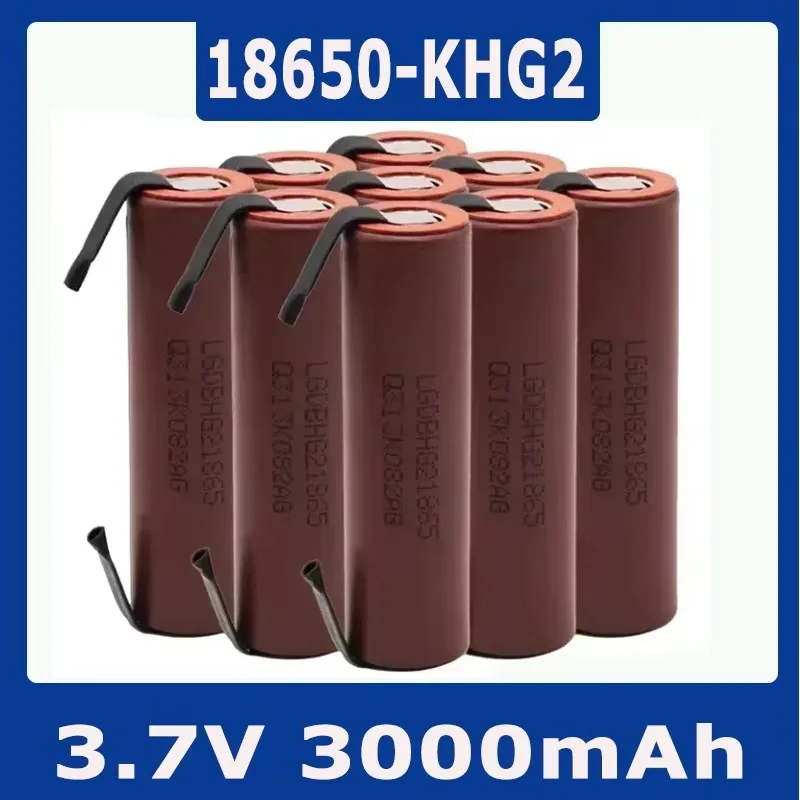 스크루드라이버용 스트립 납땜 배터리, 정품 LG HG2 3000mAh 배터리, 3.6v 18650 배터리, 30A 고전류 및 DIY 니켈