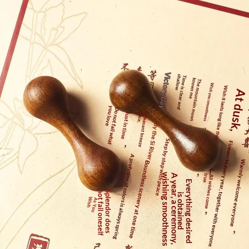 Natural Sandalwood Dual Head Facial Massage Roller Smooth Ergonomic Handle for Skin Care Beauty Routine Home Use